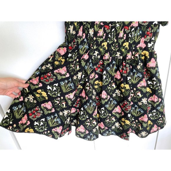 NWT Agua Bendita Caramelo Magdalena Night Cotton Mini Dress Black Floral Print M - Picture 9 of 12